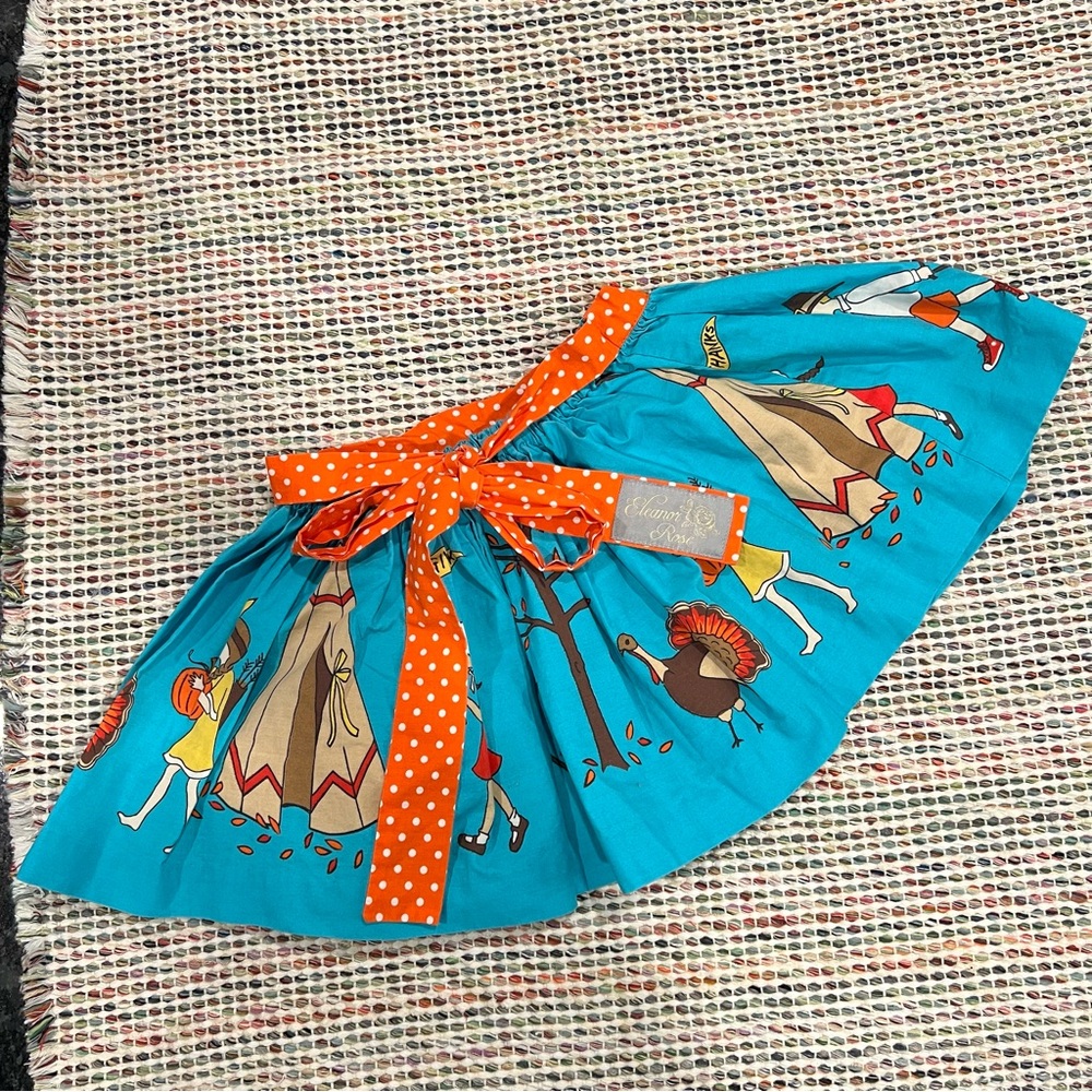 ELEANOR ROSE Thanksgiving Day Parade Twirl Mandy Skirt Sz 2T Turquoise Orange - Picture 7 of 10